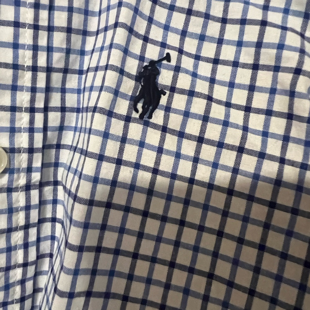 Blue and White Checkered Button-Up Shirt - Picture 3 of 3
